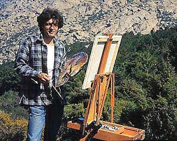 Manuel Sosa Pintando en la sierra de Guadarrama